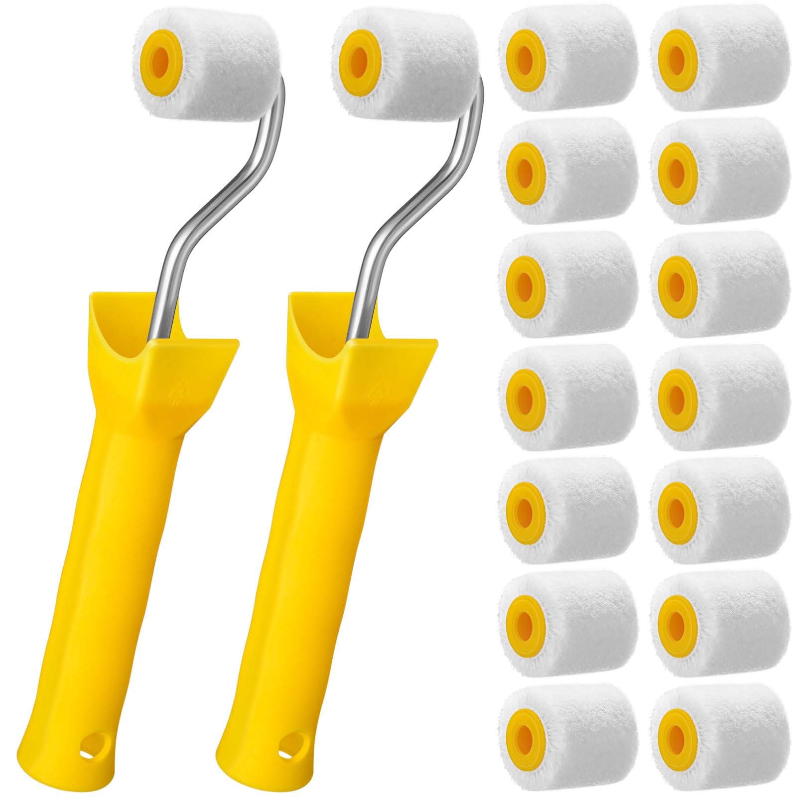 Honeydak Mini rodillo de pintura pequeño para retoques de borde o esquina, herramienta de pinceles de lana extra pequeños para marcos de ventanas y marcos de fotos (paquete de 16, 1 pulgada)