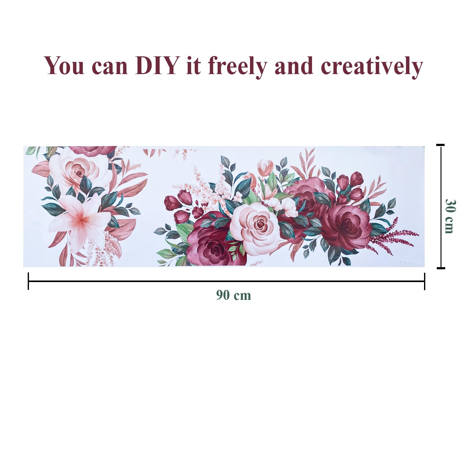Xtore Red & White Flowers Wall Sticker for Home | Office | Kitchen Decor (Pack of 1, Red & White) 2