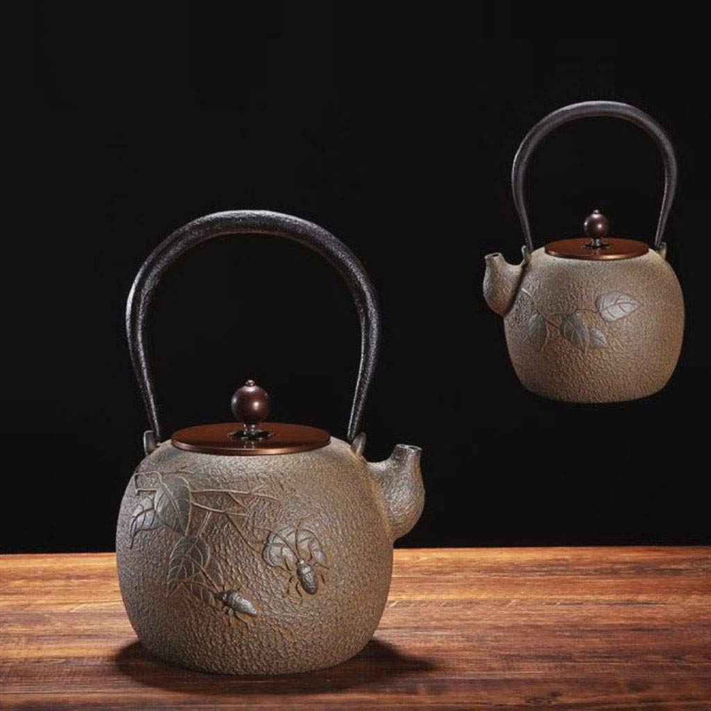 Bollitore da tè classico, teiera in ghisa, bollitore da tè in ghisa con coperchio in acciaio inossidabile, teiera giapponese Tetsubin antiruggine for tè bollente con stufa elettrica in ceramica, 1200