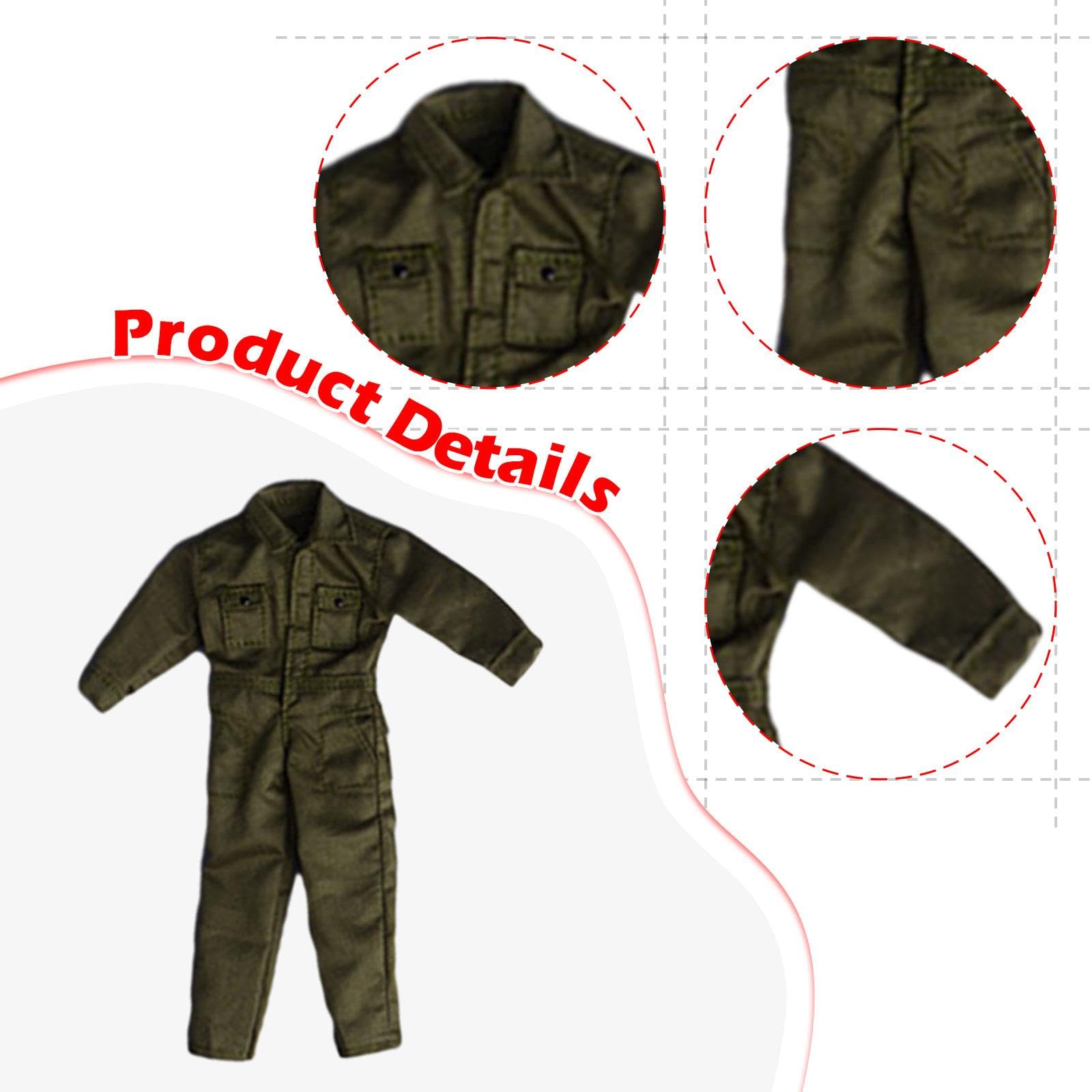 Qianly Miniaturfigur Anzug Männeroverall Puppenuniform Actionfigur Kleidung Modellkombi Aus Stoff für Ausstellung Rollenspiel Figurenliebhaber, GrÜn