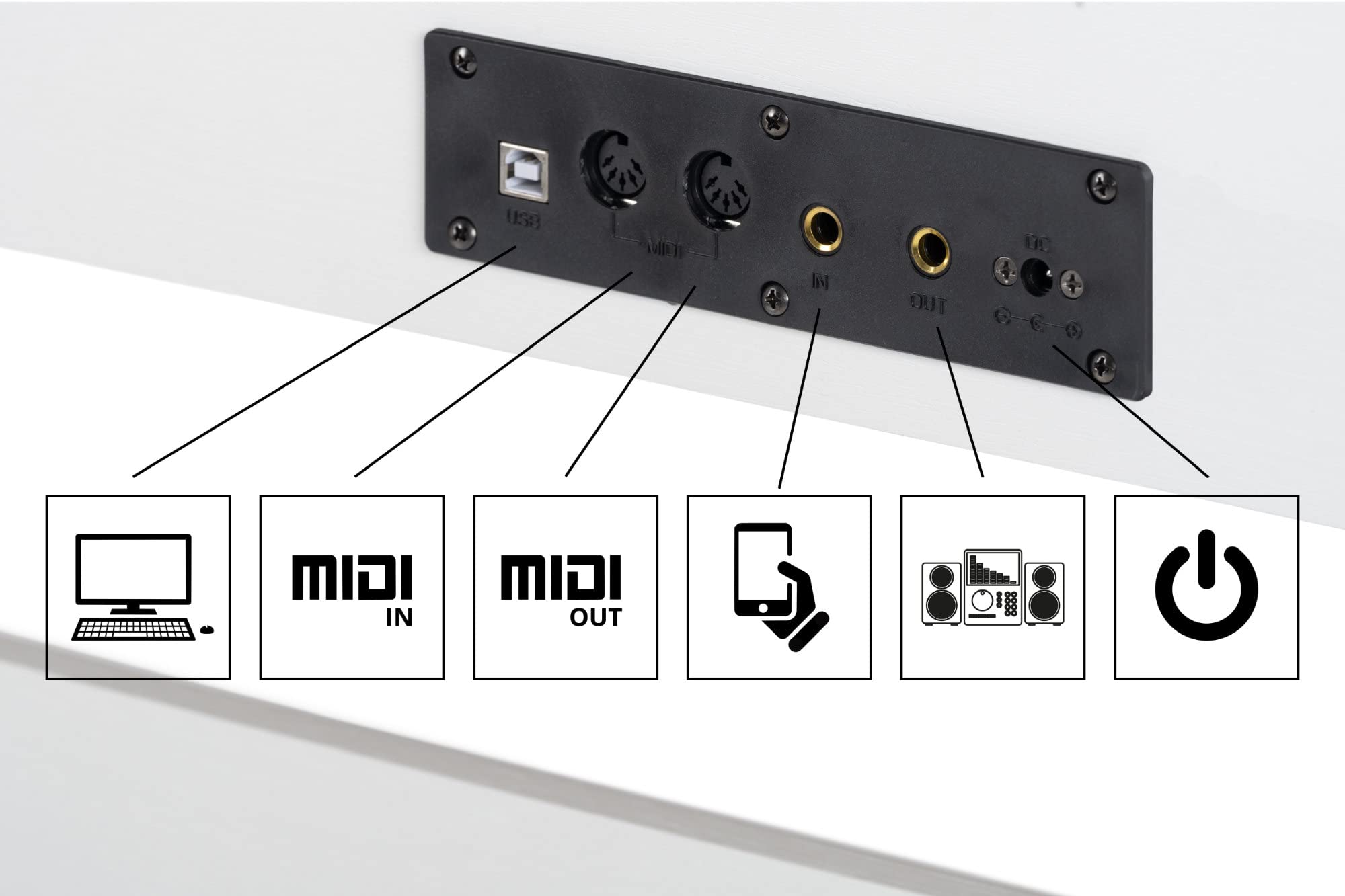 McGrey DP-18 WM Pianoforte Digitale Bianco Opaco - 88 Tasti Tastiera con azione a martello - Pianola musicale con USB, 128 suoni, 128 polifonie, 3 pedali - Piano digitale per scuola