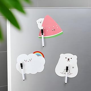 سبورة بيضاء صغيرة قابلة لإعادة الاستخدام للثلاجة أو المكتب بنمط لوح ملاحظات مغناطيسي، يجمع بين العملية والمرح لكتابة الرسائل والتذكيرات والرسومات (1)