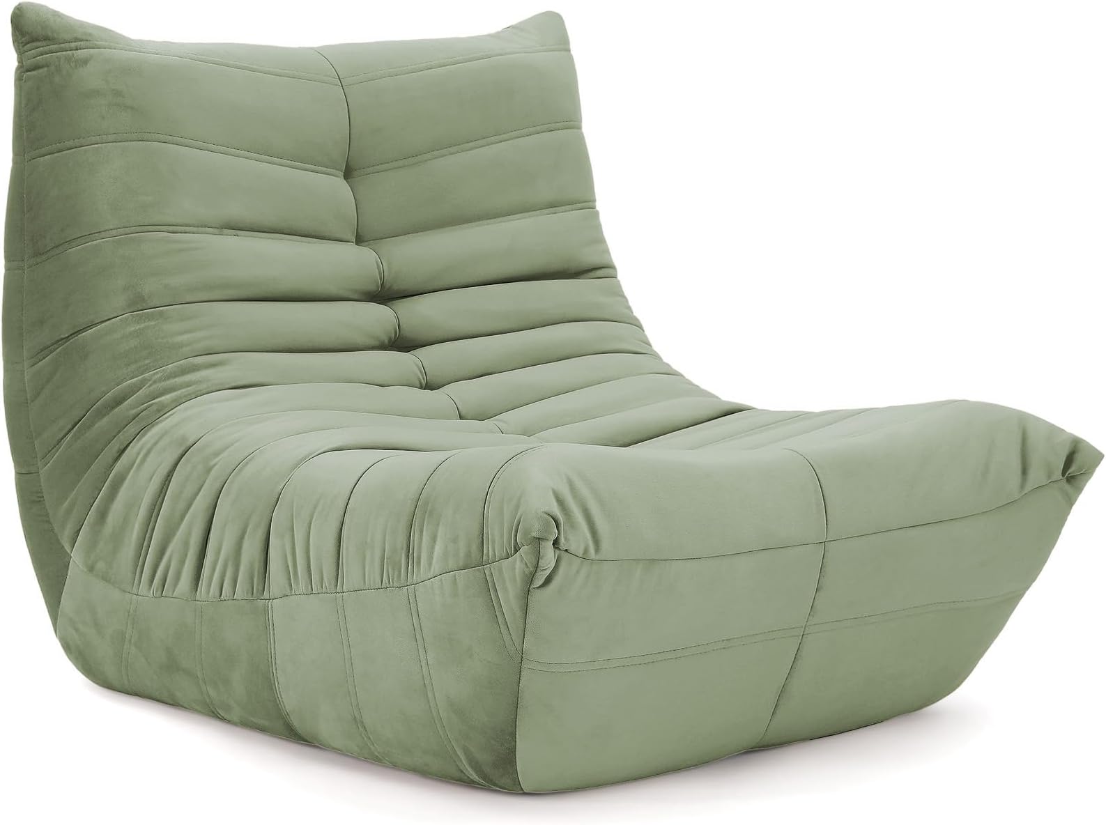 Vesgantti Togo Fireside Lounge Chair - Soft Suede, Premium Foam, Lazy Floor Sofa, Green Armless Accent Chair for Living Room & Bedroom, Salon Office