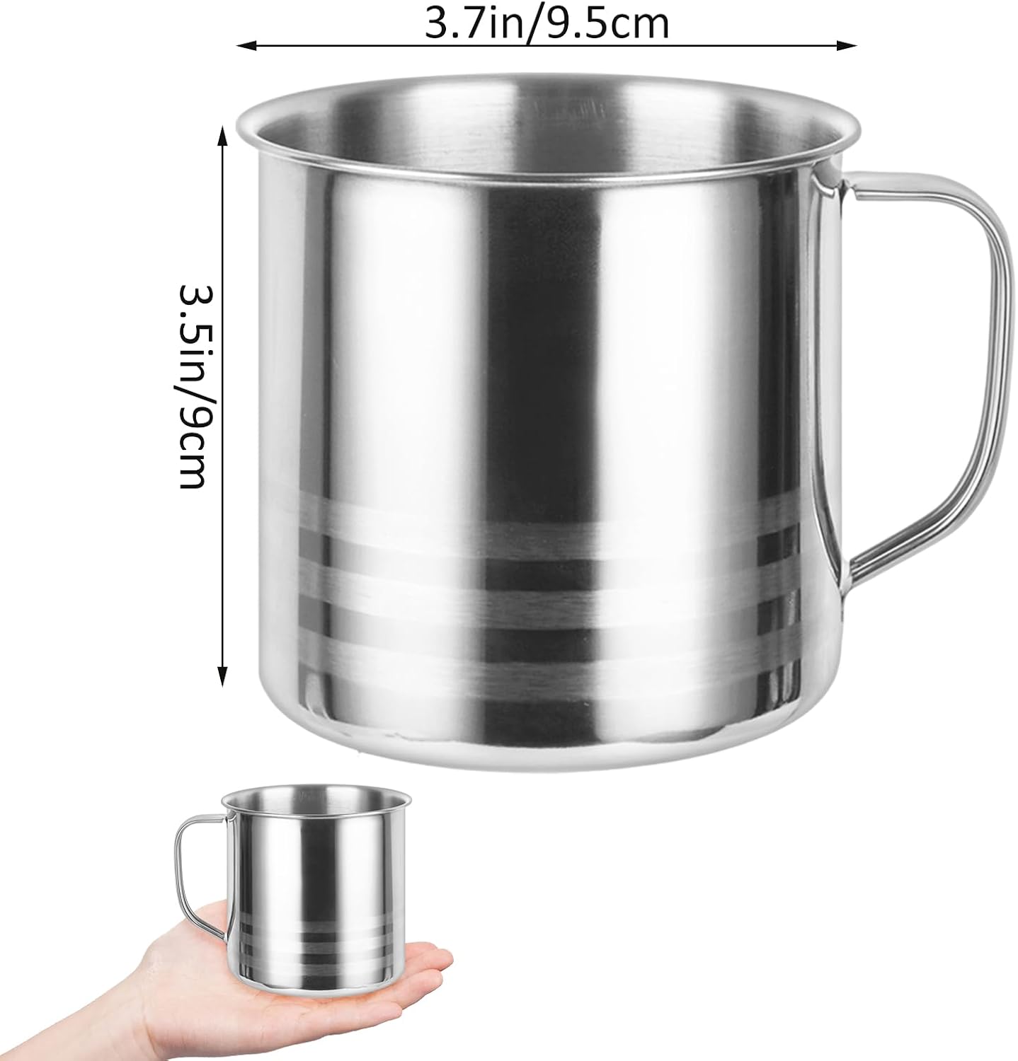 LANIAKEA 6PCS Stainless Steel Coffee Mug with Handle 9CM/3.54inch Metal Camping Coffee Cup Dishwasher Safe Tea Cups for Outdoor Travel, Picnics, Hot Cold Drinks