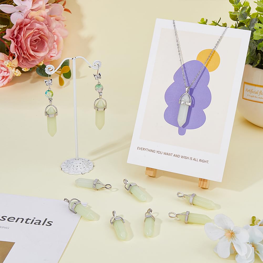 SUPERFINDINGS Gemstone Charms Natural Mixed Stone Pendants with Light Gold Tone Stone Pendants Charms for Earring Necklace Bracelet Jewelry Making