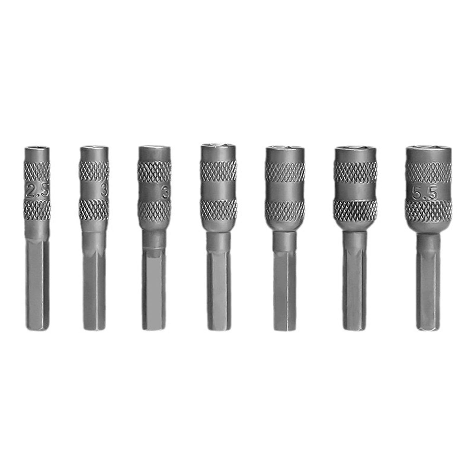 Kalttoy 7Pcs 2.5Mm-5.5Mm Hexagonal Socket Nut Driver Set Electric Drill Secure Screw Attachment Metric Driver Drill Bit Screwdriver Attachment