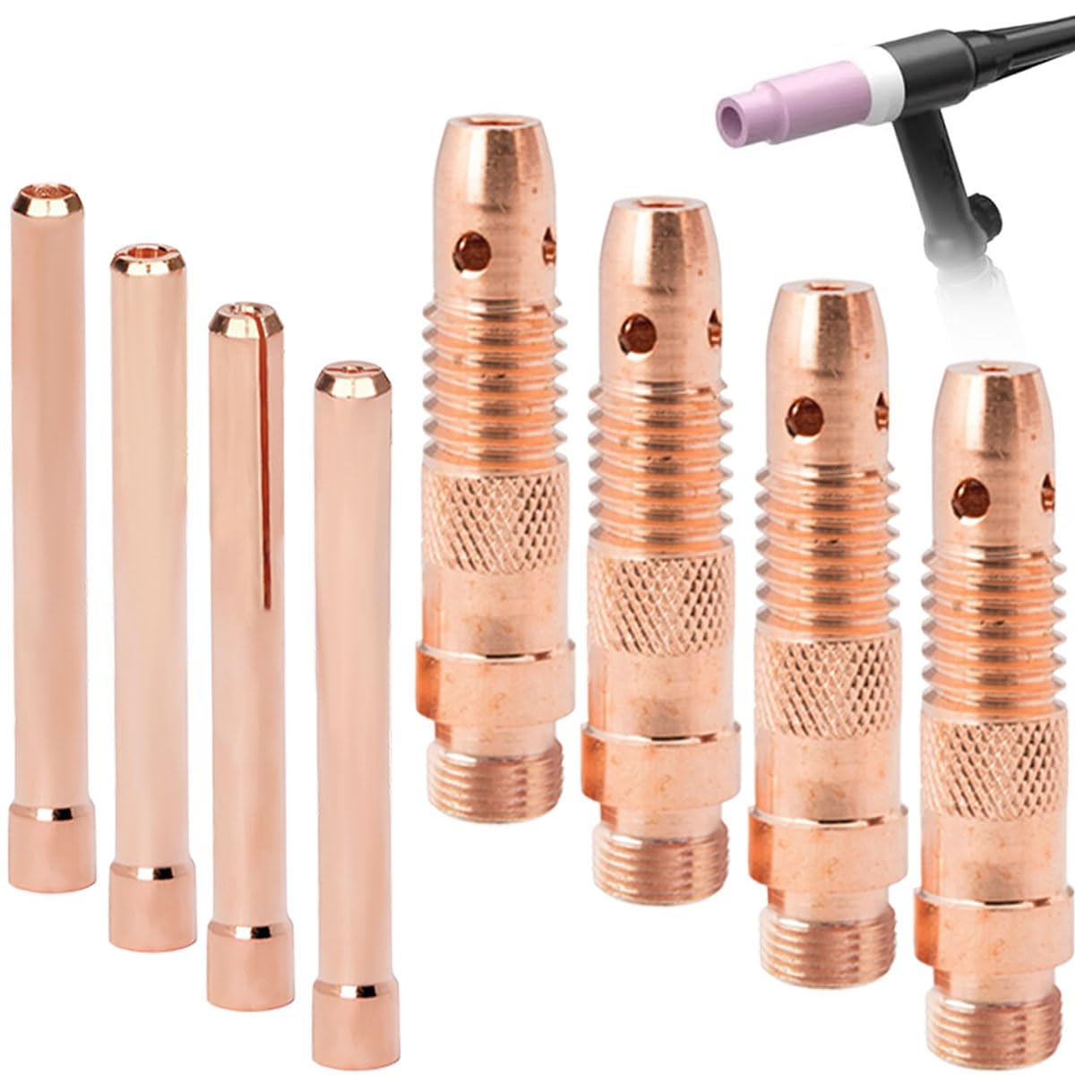 EATBALE Collet Body(1.0 1.6 2.4 3.2mm) & Collet(1.0 1.6 2.4 3.2mm) for TIG Welding Torch 10N-series Accessories Kit Fit DB PTA SR WP-17 18 26 Welding Gun Gas Len Consumable Replacement Parts