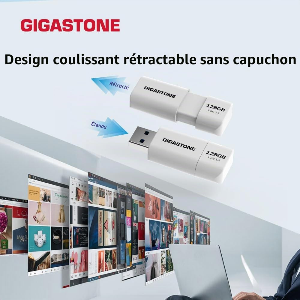 GIGASTONE 512Go Clé USB Flash (Lot de 2) Z60 USB 3.2 Gen 1, 100Mo/s Ultra Rapide, sans Capuchon, Stockage et Sauvegarde pour PC/Mac/TV/Voiture, USB 2.0/3.0/3.1 Compatible
