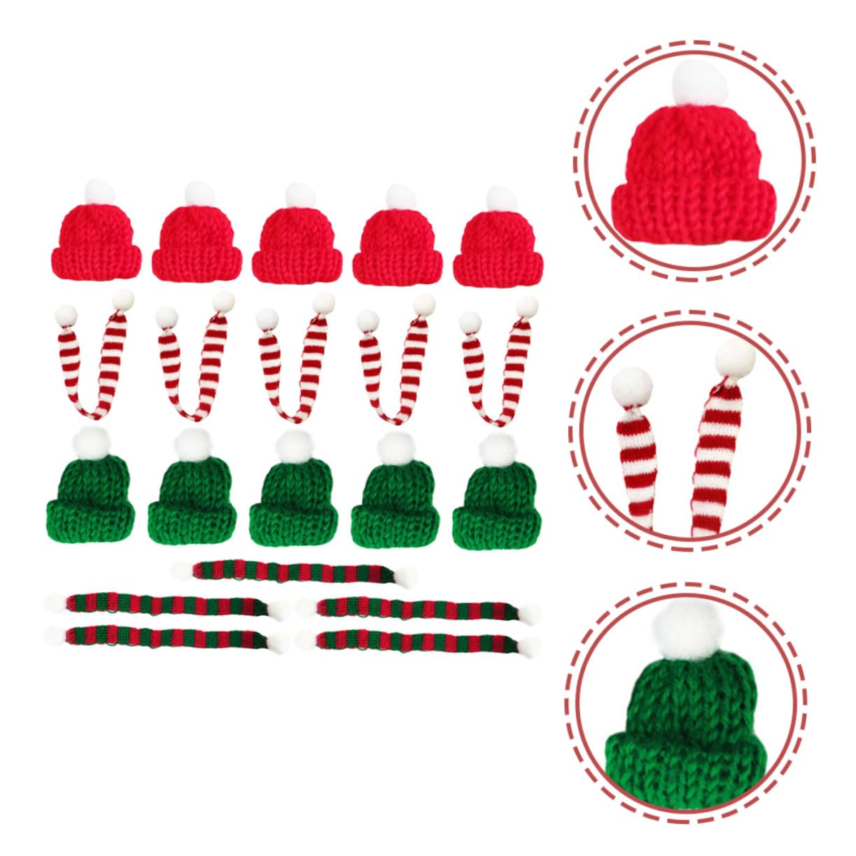 100 Pièces Mini Bonnets de Noël Tricotés et Écharpes Décoratives pour Bouteilles Tasses et Bricolage DIY Fête de Noël