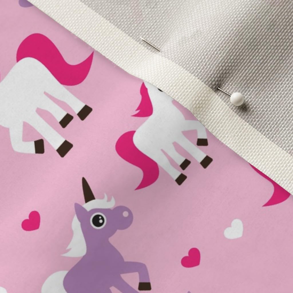 Spoonflower Fabric - Pink Unicorn Horse Love Girls Adorable Girl Fairy Tale Fantasy Horses Printed on Upholstery Velvet Fabric by The Yard - Upholstery Home Decor Bottomweight Apparel