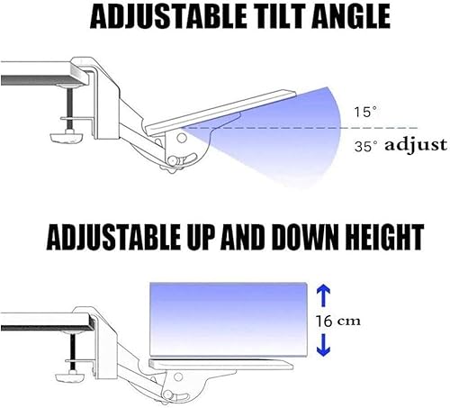 Miniatura 6 de Cajón de bandeja para teclado, plataforma para teclado, bandeja para teclado de PC, cajón debajo del escritorio, inclinación, ergonómico, extensor