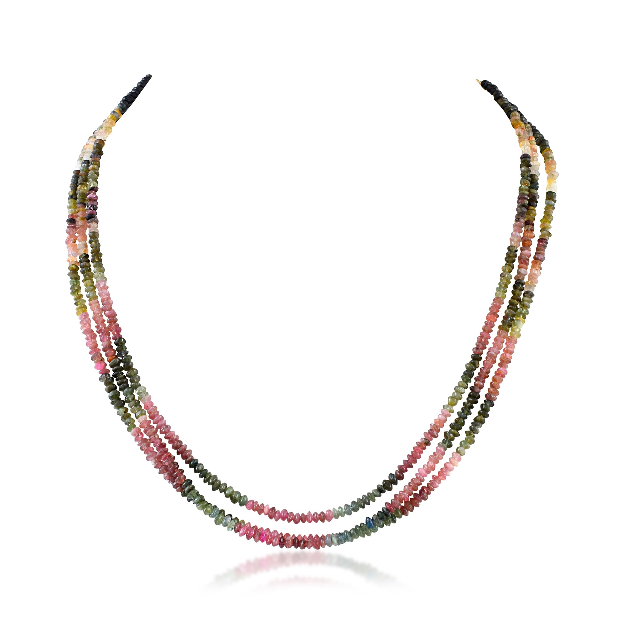 Wonderful Natural Multi Tourmaline Smooth Round Beaded Necklace | 925 Sterling Silver Necklace | Best Gift For Her-image-20