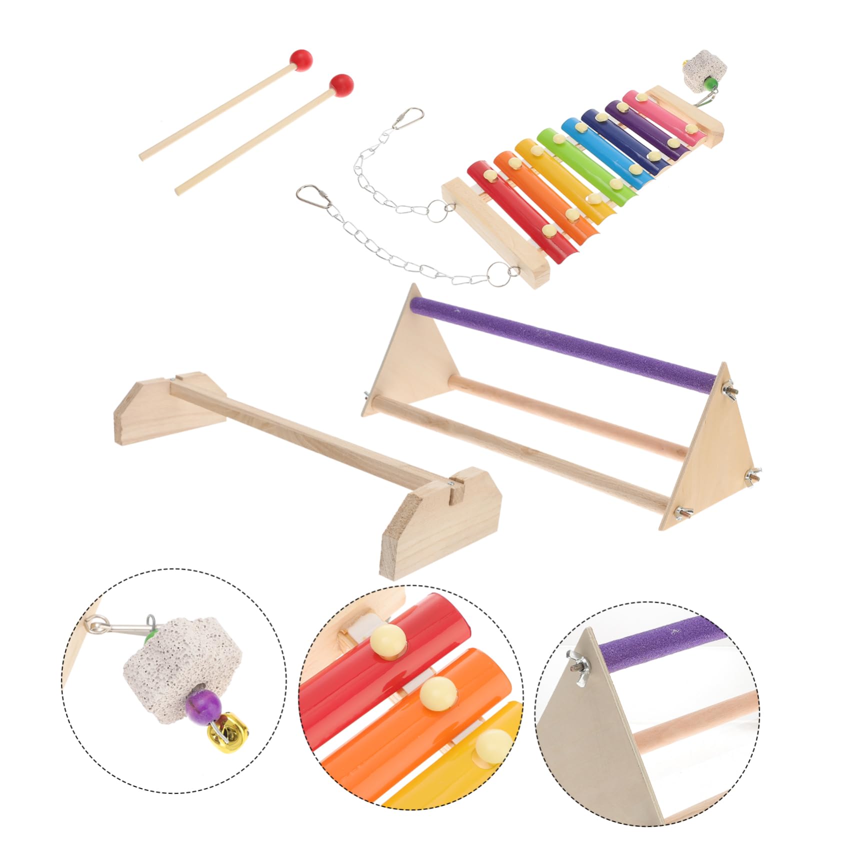 DOITOOL Xilófono, Soporte de Madera Sintética Juego de Percha para Pollos Que Permite Relajarse y Jugar Gallinas, Accesorio para Aves de Corral