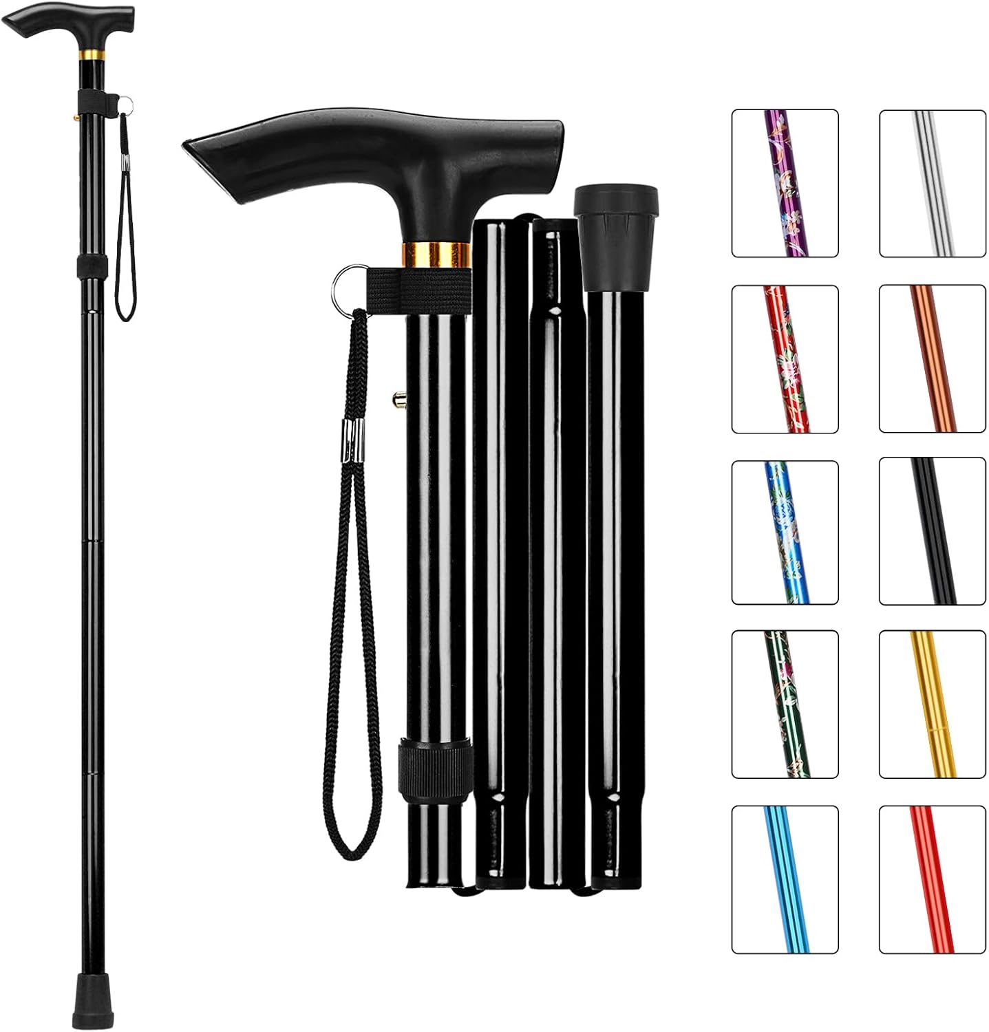 MFE Folding Cane, Portable 5-Level Adjustable... MFE Folding Cane, Portable 5-Level Adjustable...