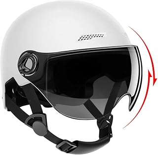 Roller Helm Herren, Jethelm Mit Visier, Offener Helm Für Erwachsene, Stoßdämpfende Helme Mit Schutzbrille, 26 X 20 X 18 cm, Für Mountain Road Ebikes Elektroroller