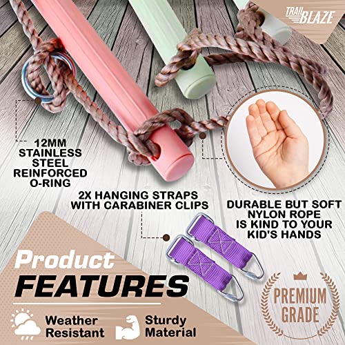 Trailblaze Colorful Climbing Rope Ladder With Plastic Rungs, Outdoor/Indoor Swingset, Ninja Warrior Obstacle Course Accessories | Tree House Playground Exercise Equipment Backyard Jungle Gym #TOP1