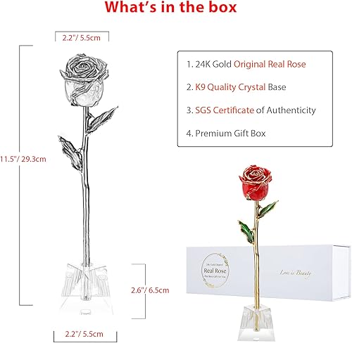 Miniatura 6 de Regalos para mamá, rosa dorada, rosa bañada en oro hecha de rosa real, regalos para ella y los mejores regalos para la madre, rosas doradas (rosa