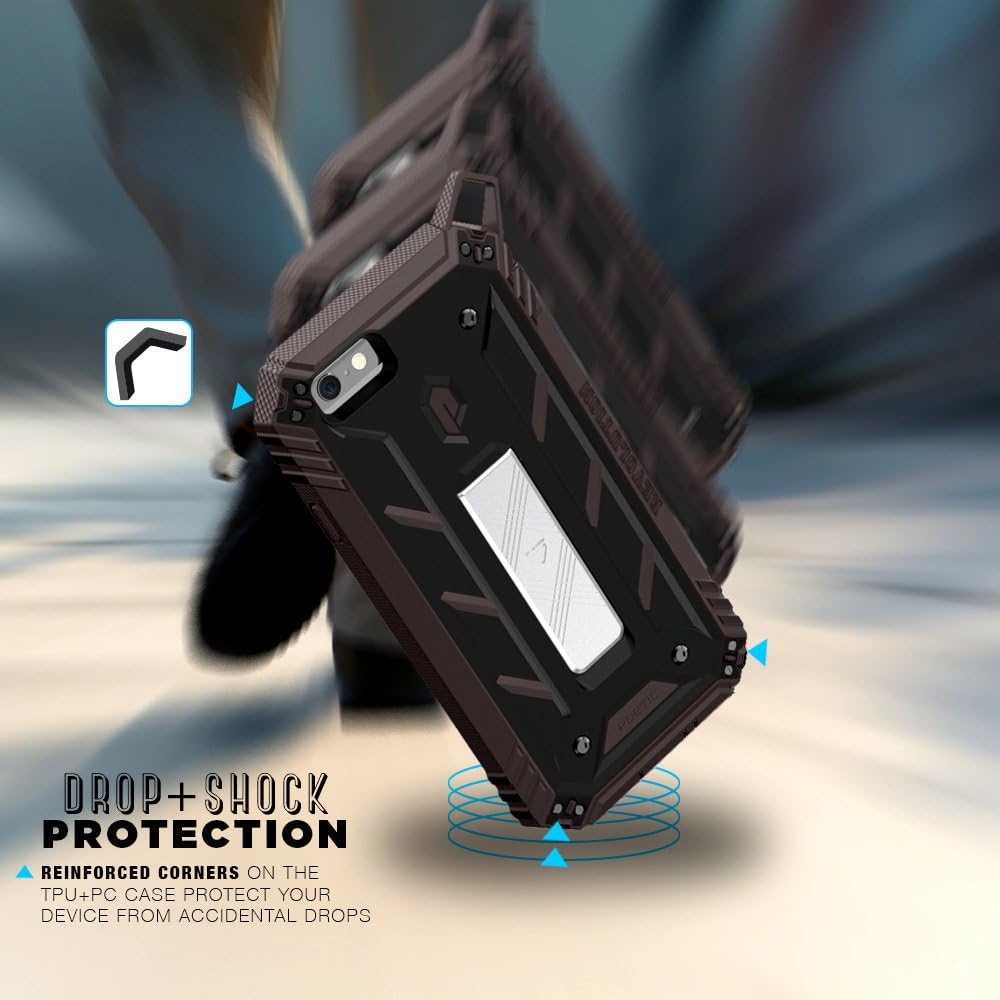POETIC Revolution [Premium Rugged] Protective Case for Apple iPhone 6S with [Landscape Stand Feature] Inner Liner with [Easy Front Open Feature] Black/Dark Gray