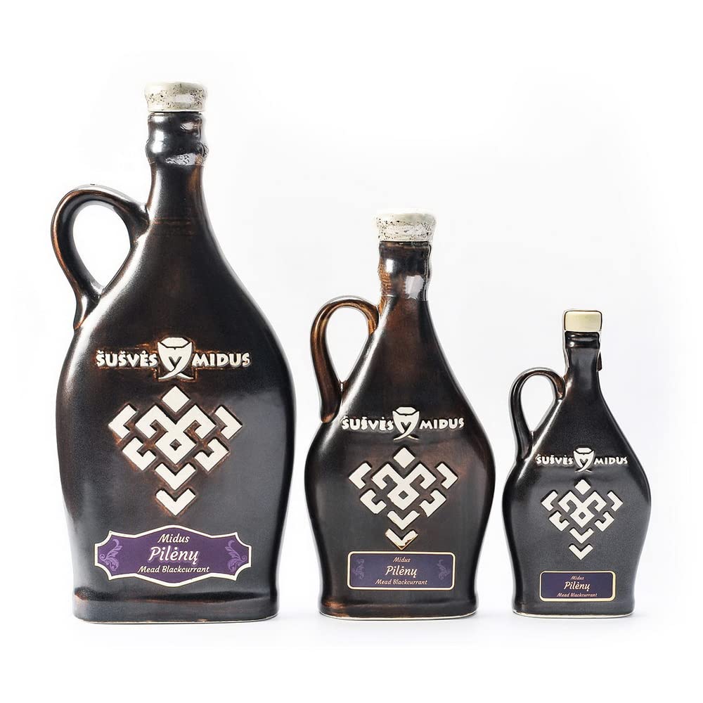 Lindenblütenhonig Honigwein Met 0,5 L Keramikflasche | 14 vol.% | Met aus Litauen Johannisbeermet