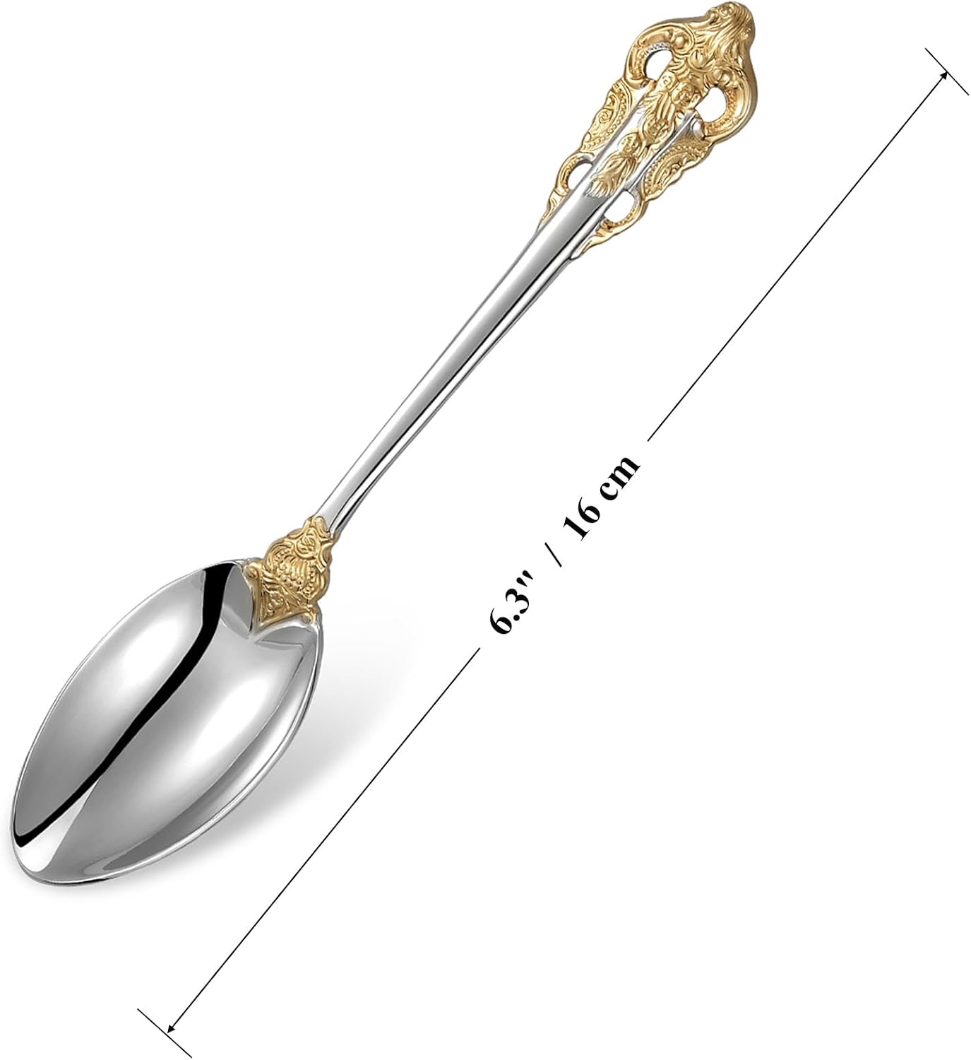 KEAWELL Luxury 6.3-Inch 18/10 Stainless Steel Teaspoons (Gold Accent)