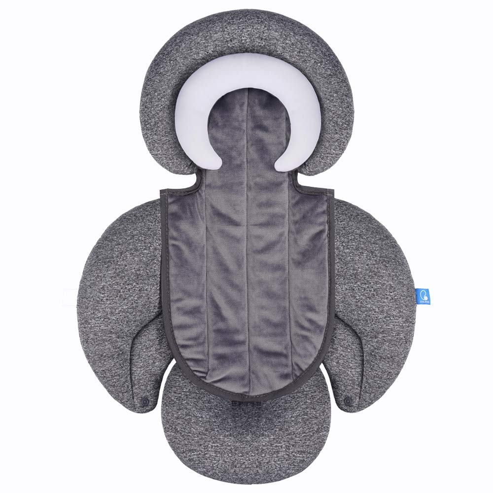 INFANZIA Baby Sitzverkleinerer für Alle Kinderwagen, Babyschale Einsatz und Körperstütze für Neugeborene, Säuglinge, Extraweiches Sitzeinlagenkissen​, Ideal für Alle Jahreszeiten (Grau)