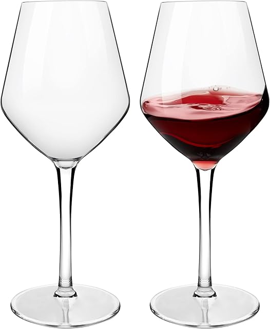 COOKY.D Large Tritan-Plastic Red Bordeaux Wine Glasses 15oz, Unbreakable Long Stemmed Glassware for Party, Birthday, Dishwasher Safe, Dishwasher Safe, BPA Free, Set of 2