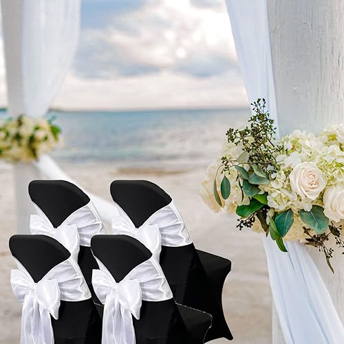 Vista 20 de Bandas de satén para silla, lazos para silla, 12 lazos para silla, bandas traseras para bodas, fiestas, eventos, banquetes, decoración de fundas
