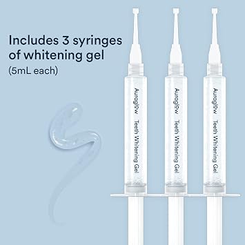 Auraglow 35% Teeth Whitening Gel for Trays, Retainers & Aligners Dentist Strength Carbamide Peroxide Whitener, 30 Treatments, 3 Syringes (5mL)