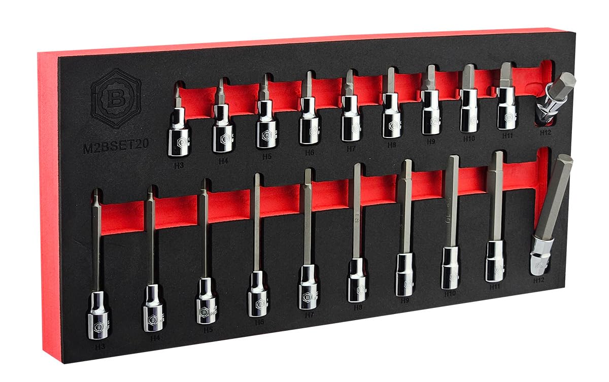 Britool - Set di punte esagonali da 48 mm e 95 mm, 12 pezzi, attacco da 3/8"