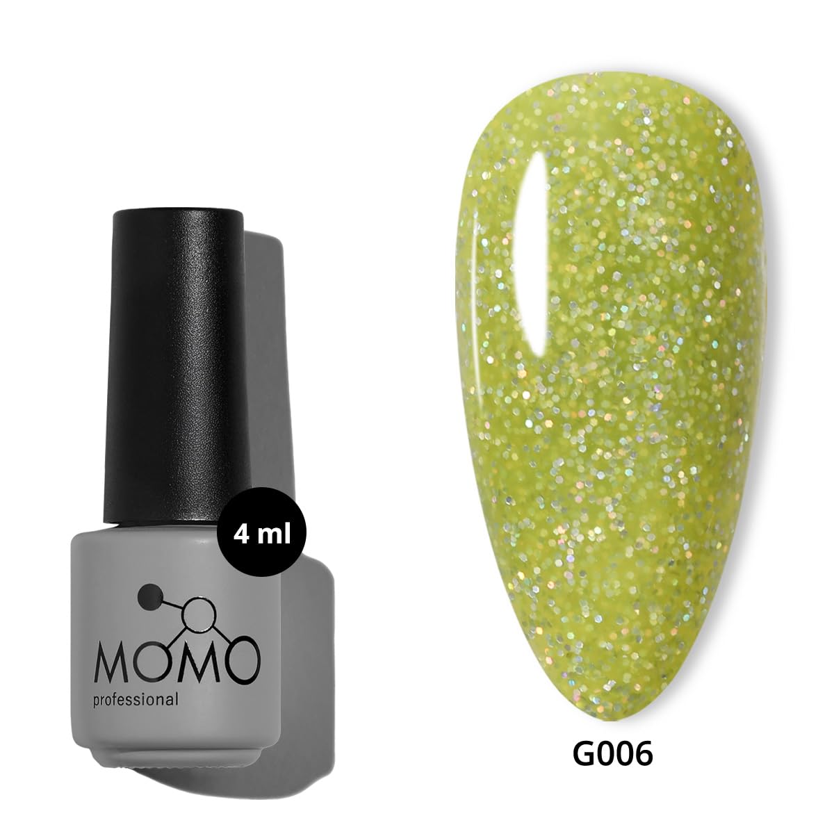 MOMO professional Kalıcı Oje G006 Lime Yeşili Holografik Simli 4 ml
