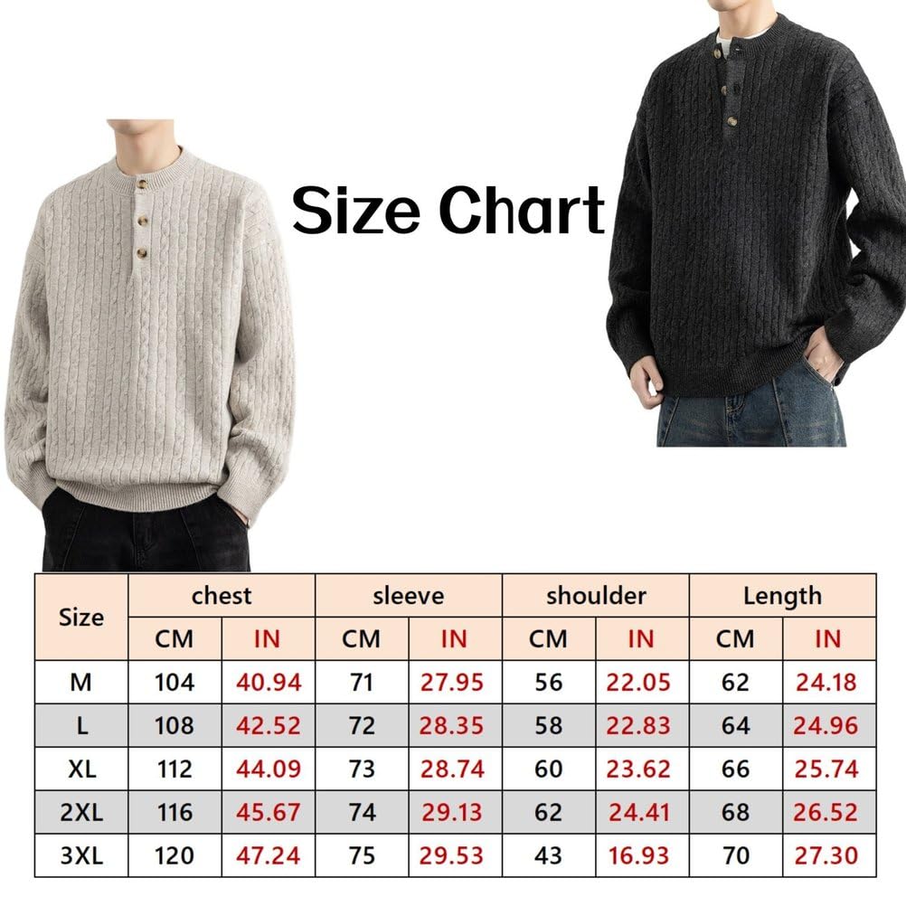 Pull Décontracté En Tricot Texturé À Col Boutonné Pour Homme Couleur Unie Manches Longues Ample