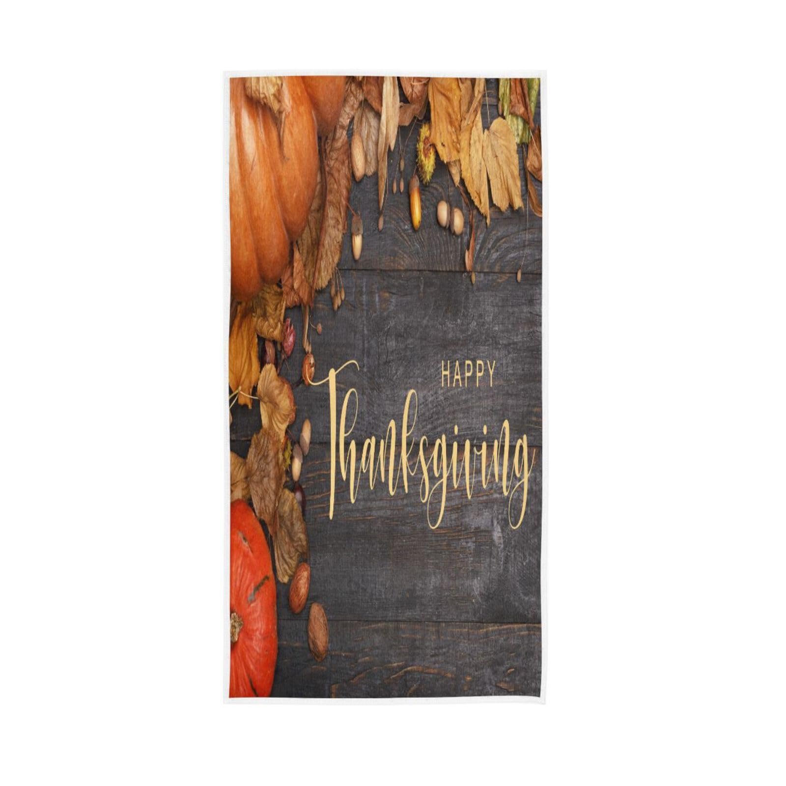 LSRCPD Thanksgiving Greetings Pumpkins Kitchen Hand Towel Absorbent, 15 x 30 Inches Soft Hand Towel, Printed Hand Towels