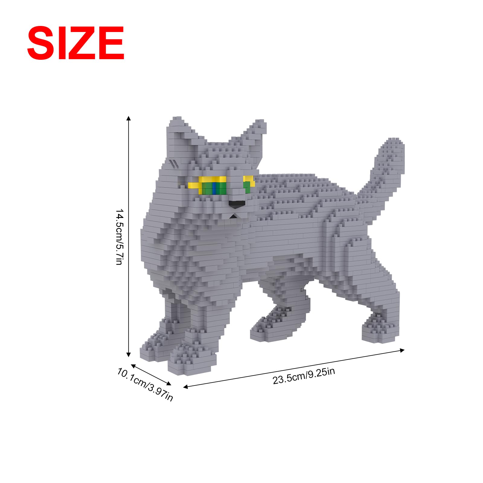 Larcele Mini Building Blocks Animal Set, DIY Micro 3D Building Toy Bricks,1131 pcs KLJM-05 (Blue Cat), Small - Image 2