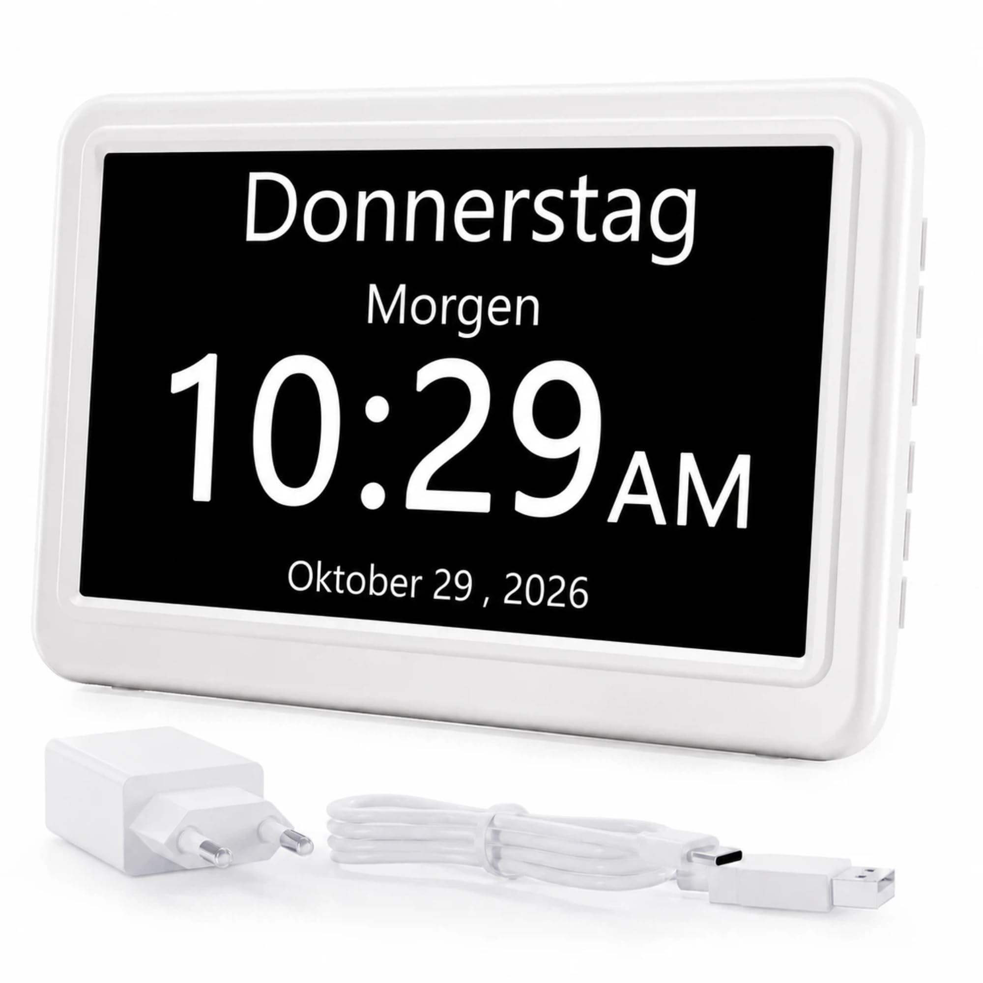 ROCAM Demenz Uhr für Senioren, 7 Zoll Wecker Digital mit Datum & Wochentag