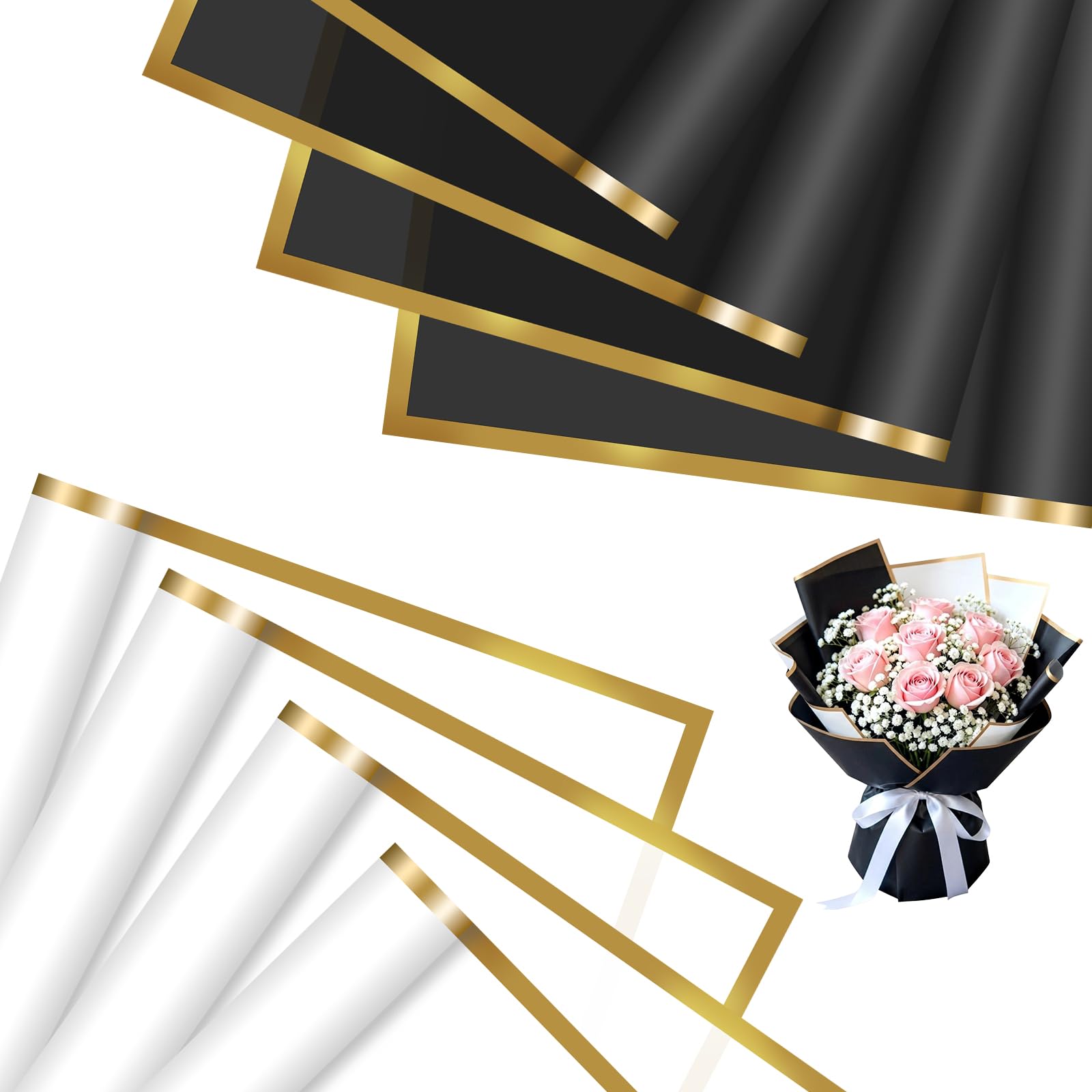 OFFCUP 40PCS Flower Wrapping Paper, Waterproof Floral Bouquet Packing Paper