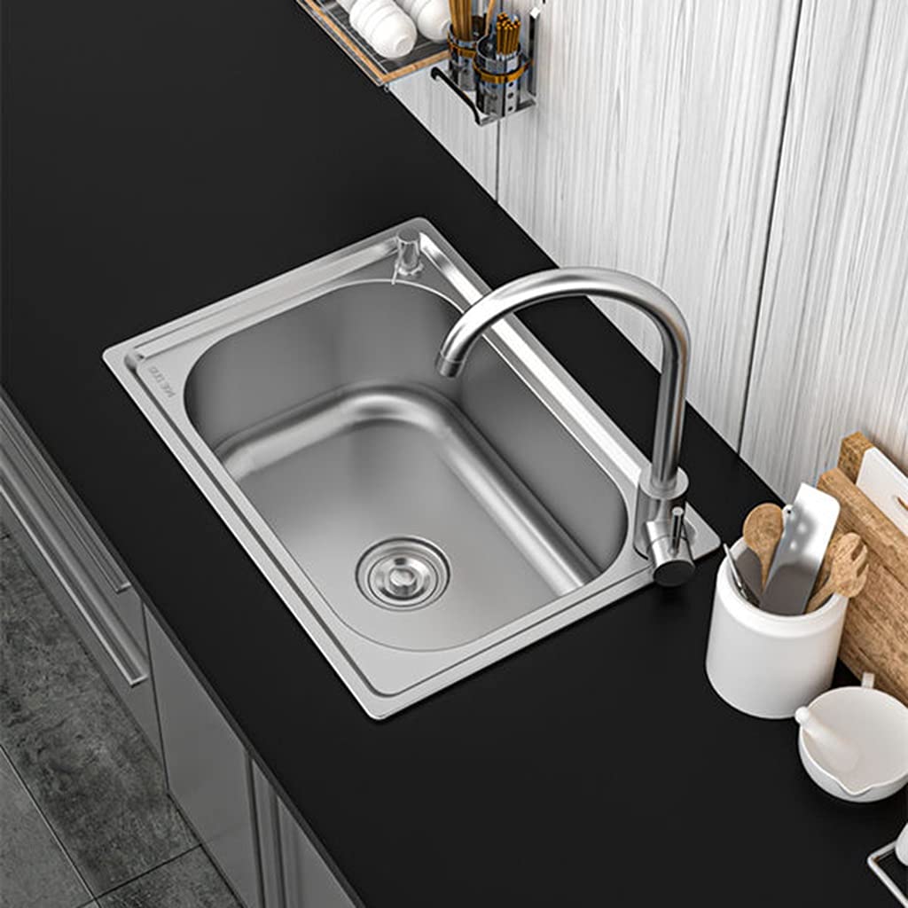 Lavelli da Cucina Arredi per la Cucina Lavello da Bar Multifunzione in Acciaio Inox 304 Lavello per Lavaggio Verdure per Uso Domestico Argento Postazione di Lavoro con ripiano Vasca Singola