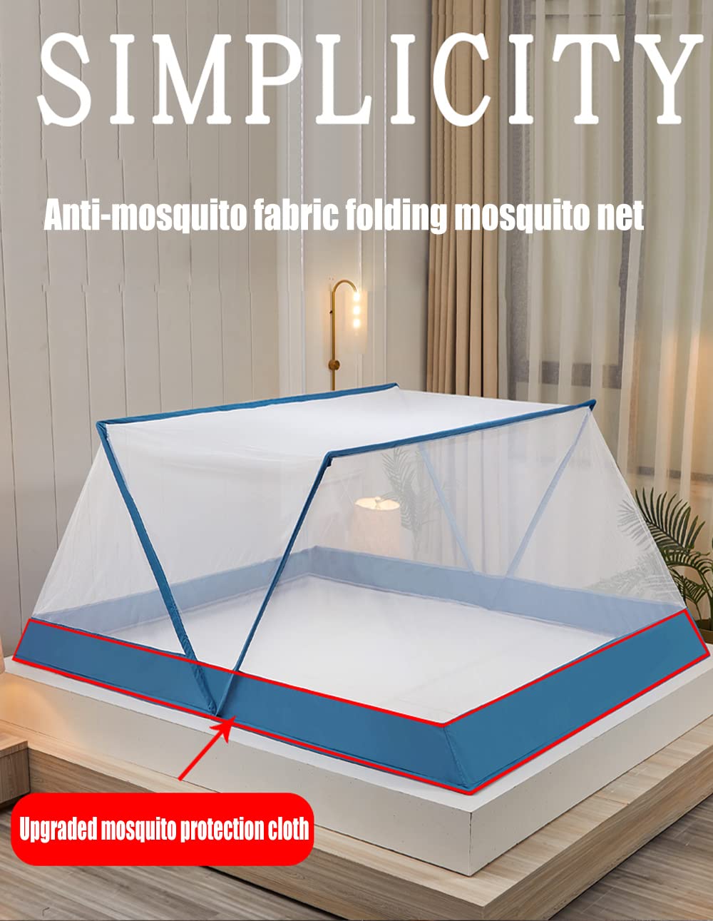 Mosquitera Plegable portátil para Cama, Dosel para Acampar, Viajar, hogar, Tienda de campaña antimosquitos, mosquitera Plegable para Adultos, mosquiteras sin Fondo para Dormir al Aire Libre,