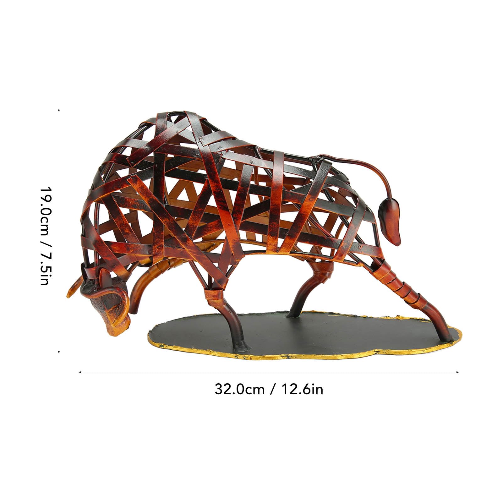 Stierfigur, 31,9 X 19,1 X 10,9 cm, Ausgehöhlte Retro Stierstatue aus Eisen, Dekorative Tierfigur für Heimbüro, Bücherregal, Schreibtisch, Wohnzimmer