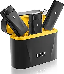 Mini microfone de lapela sem fio para Android PILSAMAS, iPhone 15 16 Pro Max - pacote com 2, bateria 32 horas, cancelamento de ruído - microfone USB C, microfone de clipe para iPhone para gravação de