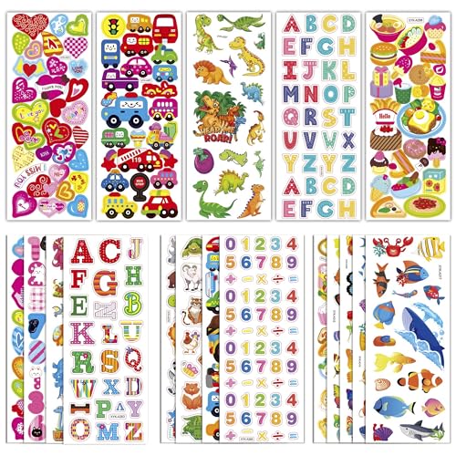 Stocking Stuffers for Kids - Puffy Stickers,3D Stickers for Kids Toddlers - 500+ Cute Stickers Pack,Christmas Crafts Games for Kids,2-4 Year Old Boy Girl Birthday Gift - Christmas Gifts for Grandkids