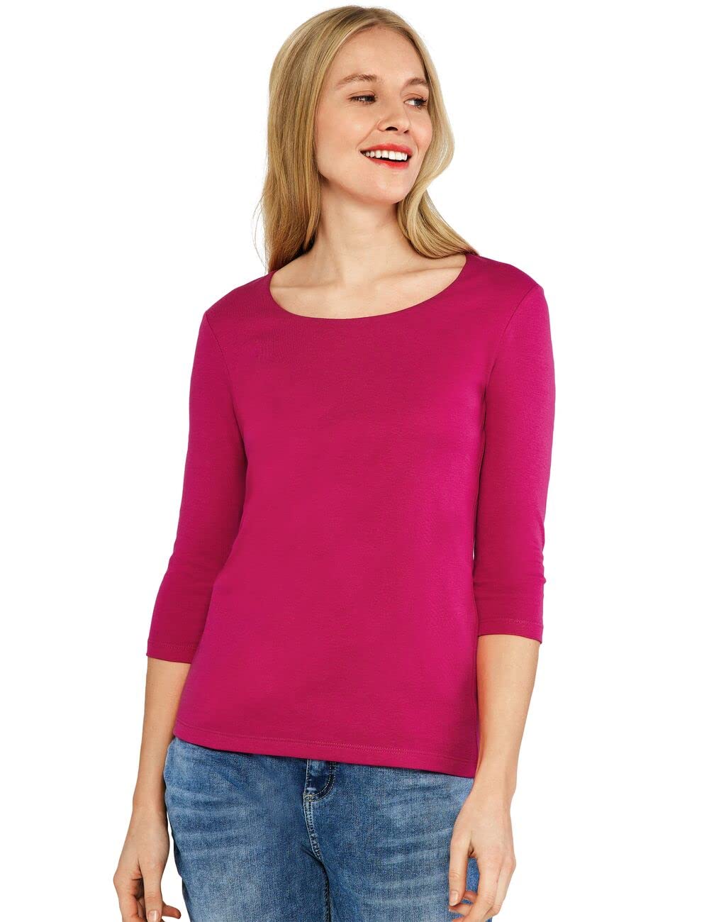 Street One Damen A317588 Damenshirt 3/4 Arm Basic-T-Shirt, Nu Pink, 40