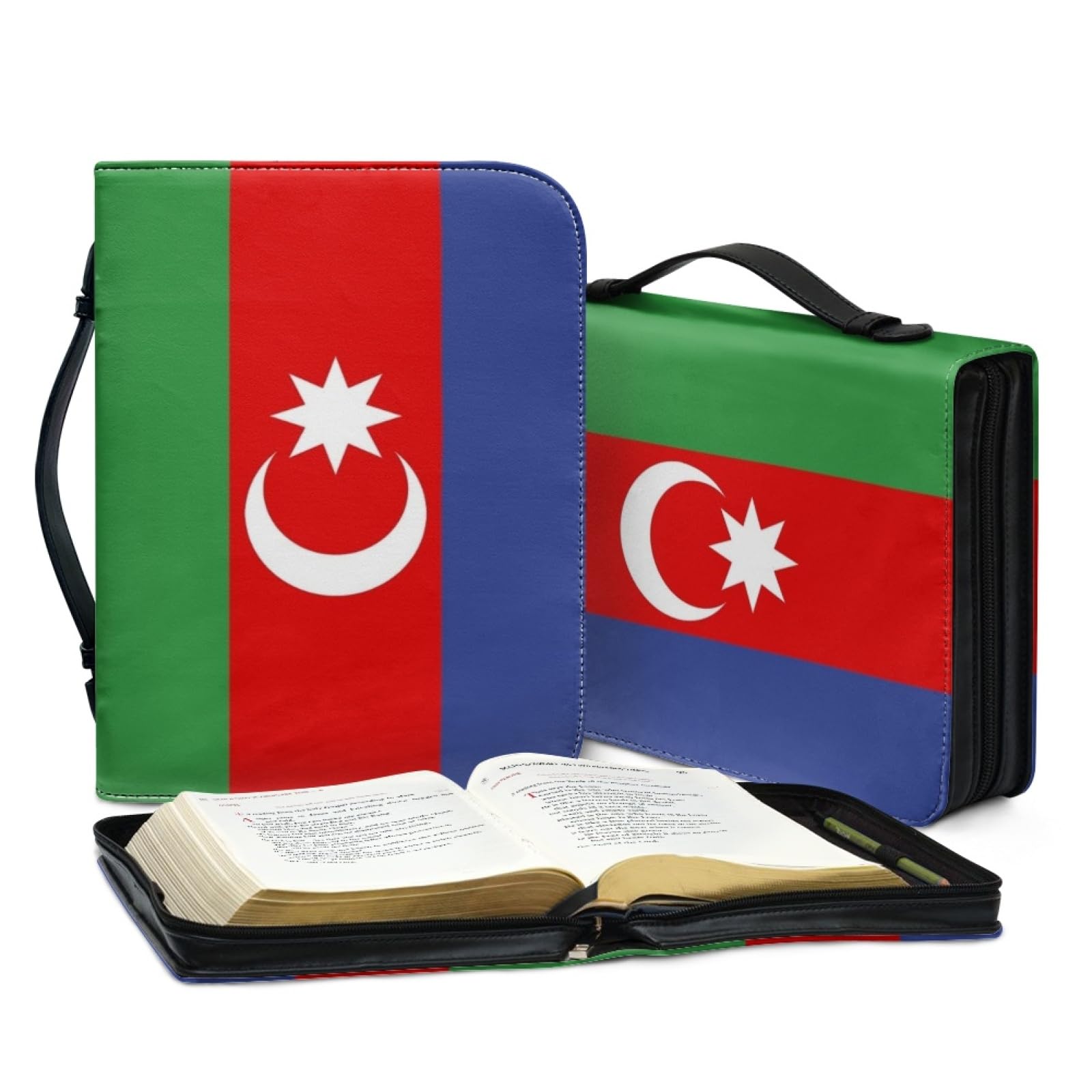 Étui De Protection Pour Bible Orné Du Drapeau National Azerbaïdjanais Avec Poignée Et Fermeture Éclair Cadeau Idéal Pour Une Mère Une Femme Ou Un Homme