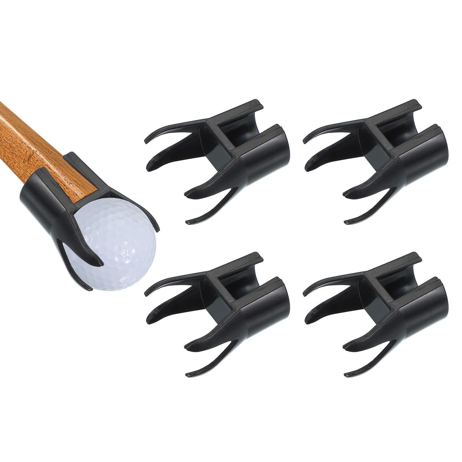 PATIKIL Golf Ball Retriever, 5 Pcs Golf Ball 4-Prong Pick Up Grabber Back Saver Claw Putter Grip Picker Upper Tool for Golfers Putter Swing Handle Accessories, Black
