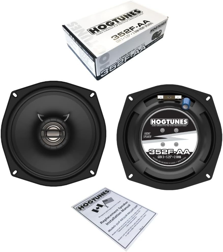 Hogtunes 352F-AA 5.25" Front Speakers (2 Pack), Fits 1998-2013 Harley-Davidson Motorcycles