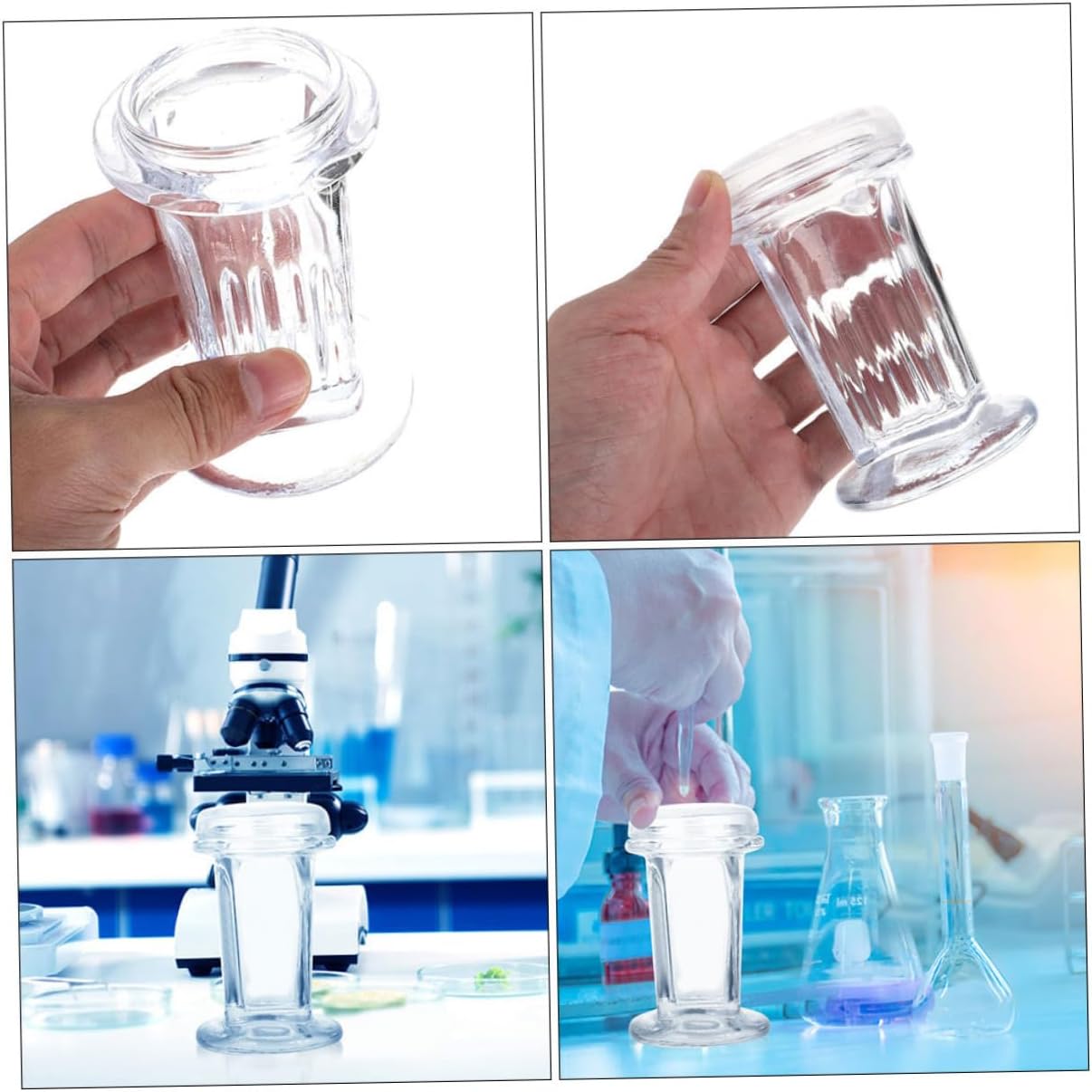 3pcs Apothecary Jars Lids Staining Jar for Medical Labs Histology Research Glass Lid