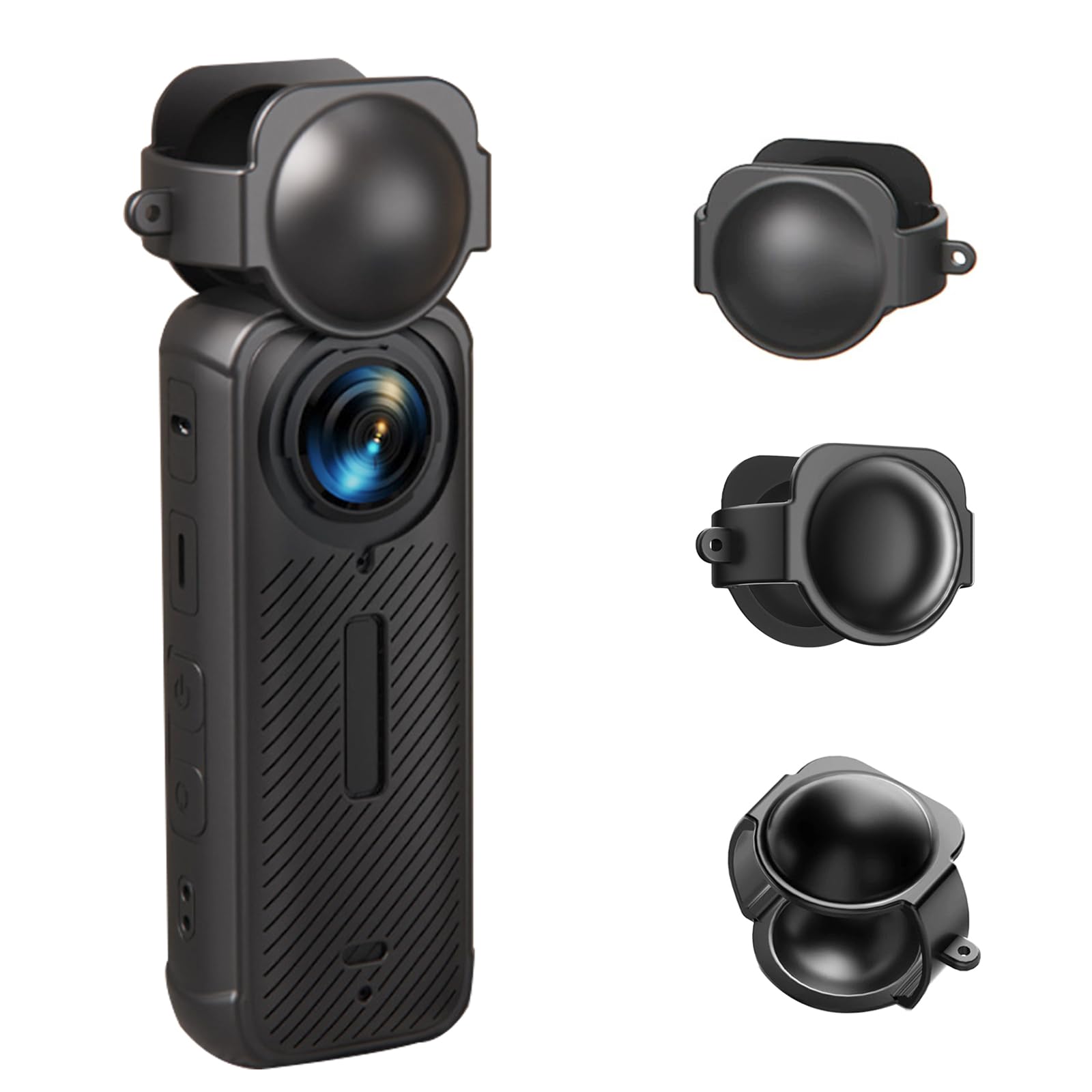 10 Piezas Accesorios Action Camera para Insta360 X5 X4 X3 Ace Pro,Soporte movil Pecho,Correa para la Cabeza y muñeca,Mochila Clip y Tapa de Lente de Silicona Compatible con GoPro Hero,Negro