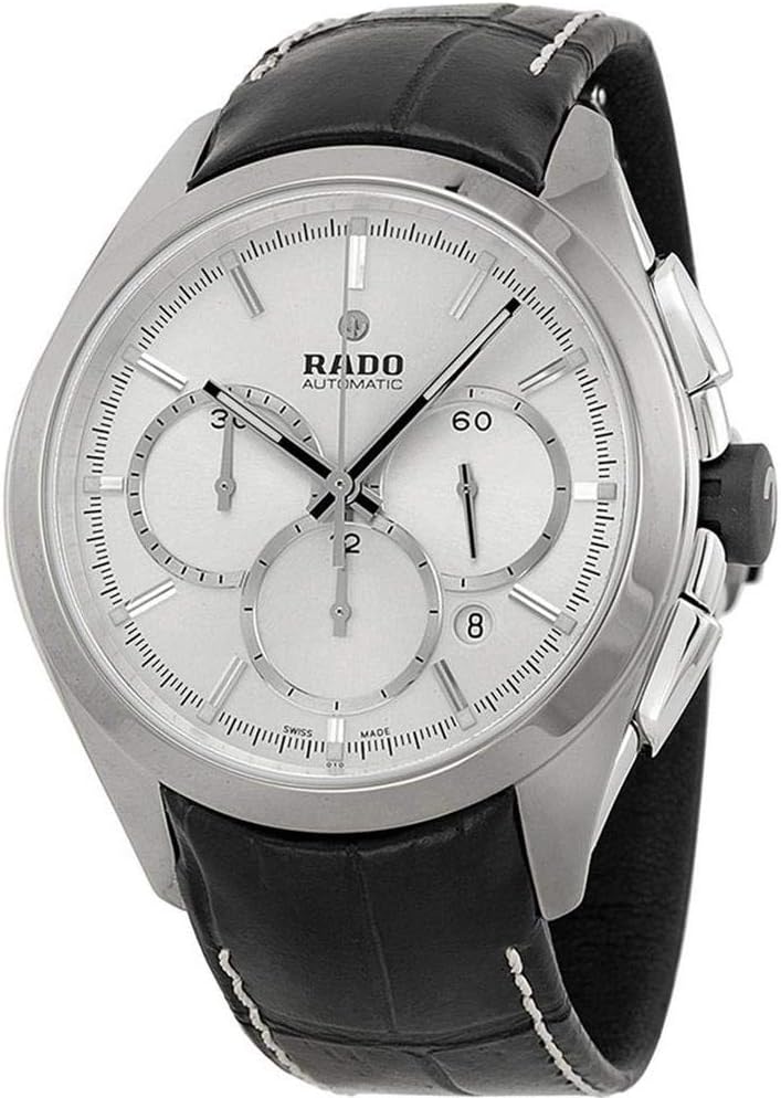 Rado Hyperchrome Automatic Silver Dial Black Leather Mens Watch R32276105