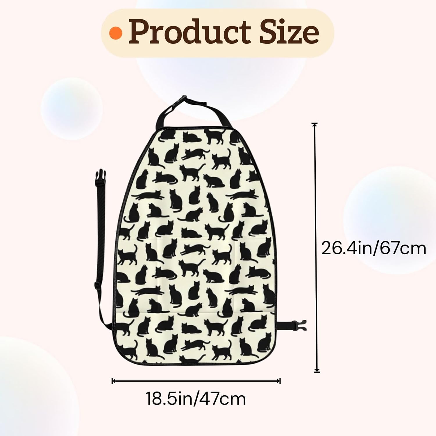 Car Seats Back Protector 2 PCS with 3 Pocket Organizer, Car Seat Back Protectors For Vehicles To Protect From Dirt Scratches Mud for SUV Jeeps Trucks and Cars - Black Cat