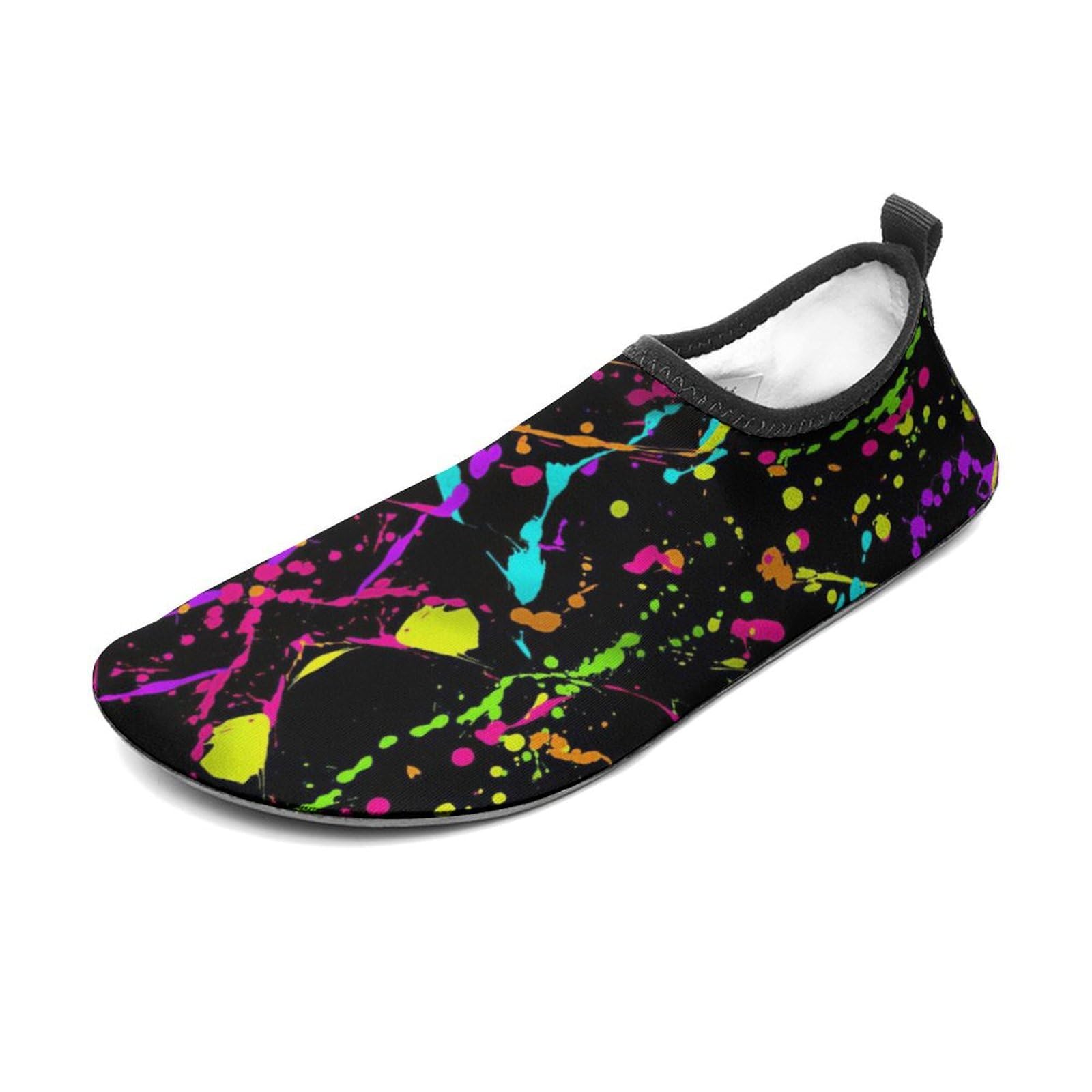 Glow in Dark Splatter Neon 2 Water Shoes Beach Shoes Aqua Socks for Women Men Swimming Yoga