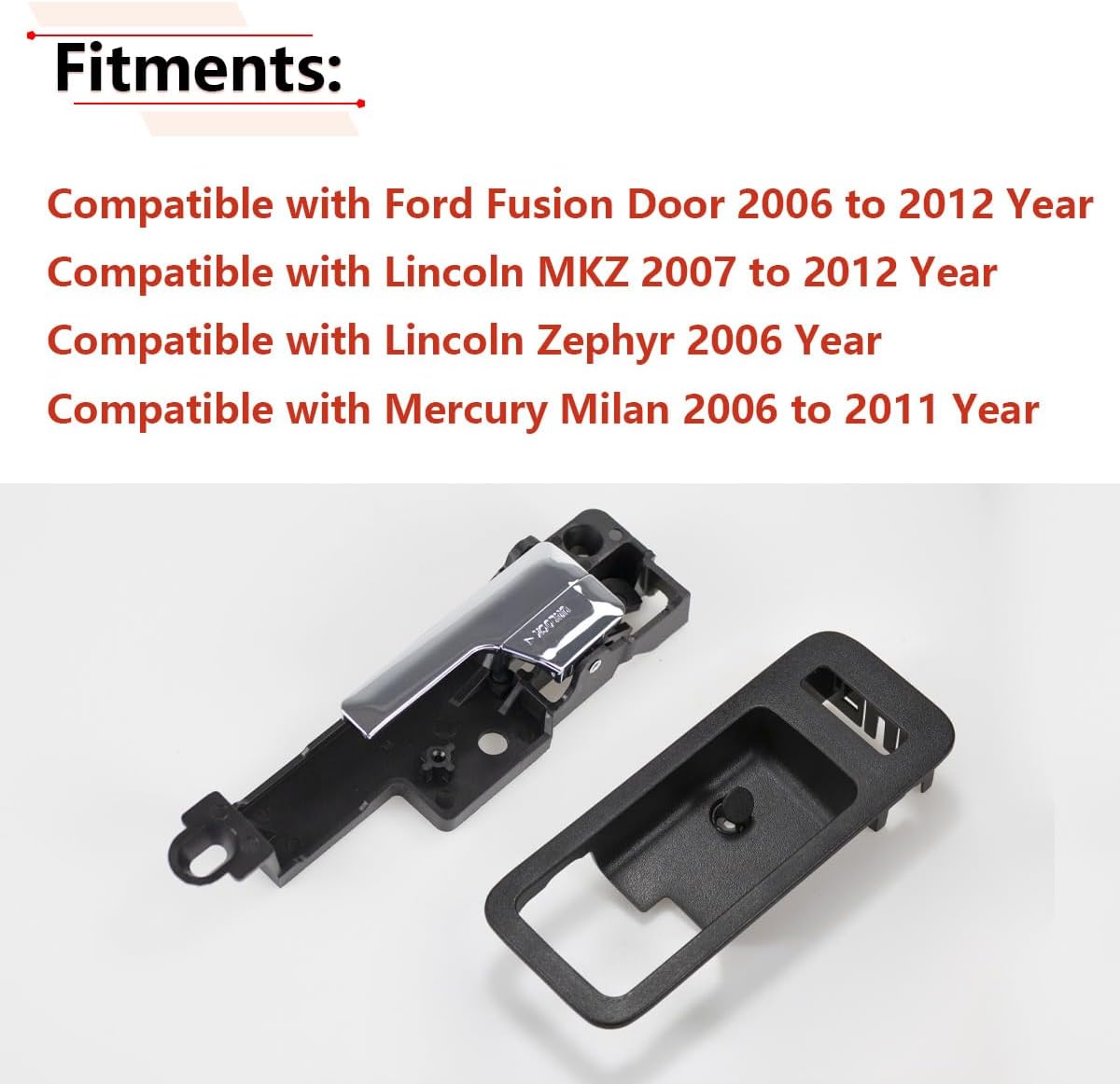 RLB-HILON Front Left Interior Door Handle with Handle Trim Bezel Compatible with Ford Fusion 2006 2007 2008 2009 2010 2011 2012 Year